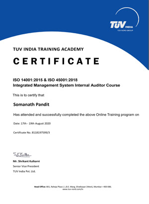 ISO 14001:2015 and ISO 45001:2018 Integrated Management System Internal Auditor Course